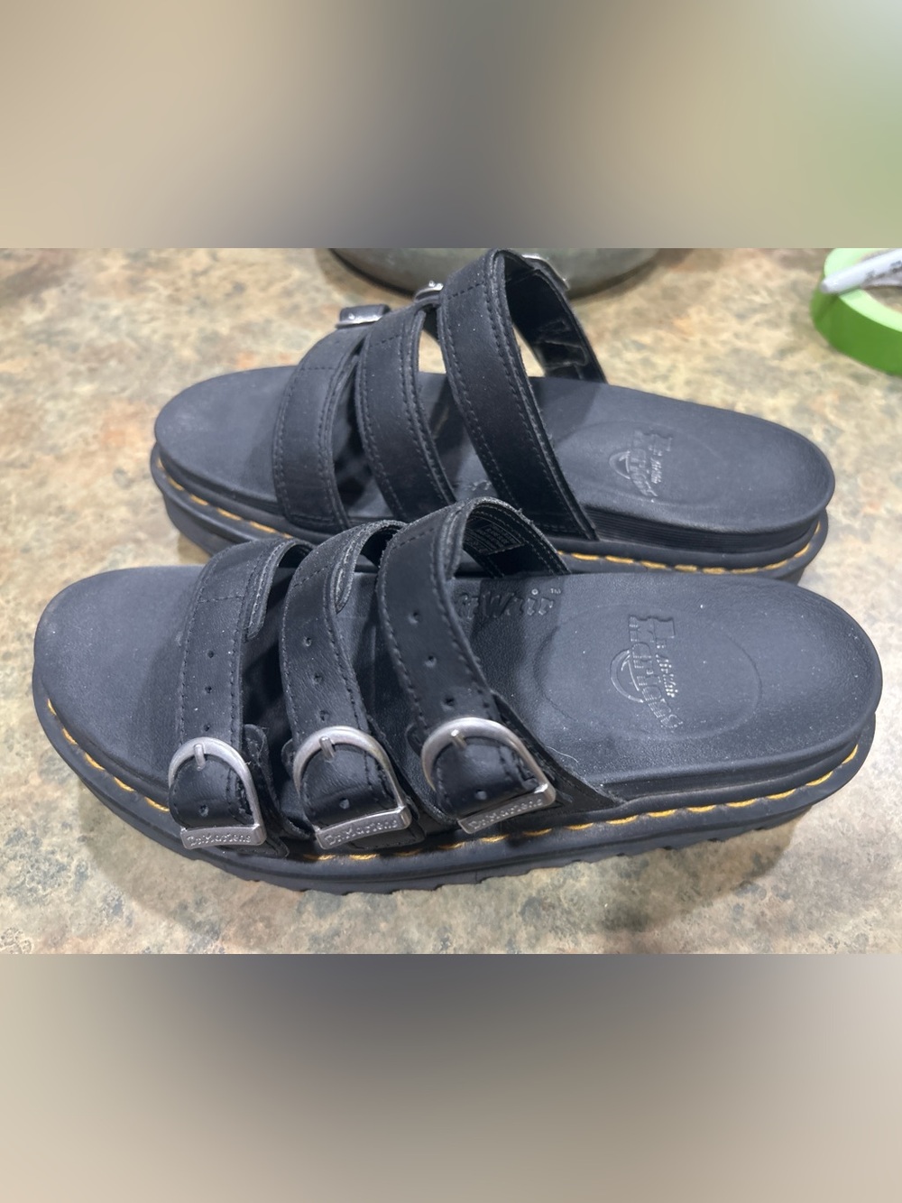 Dr. Martens Blaire Slide Sandals in black leather women’s